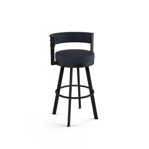 Tabouret bar pivotant Amisco Industries Browser 30 po en similicuir bleu foncé/métal noir