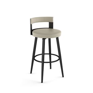 Amisco Industries Paramont 30-in Swivel Bar Stool - Greige Faux Leather/Black Metal