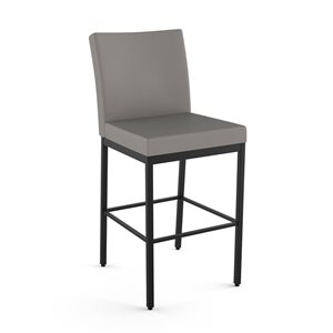 Amisco Industries Perry Plus 30-in Bar Stool - Taupe Grey Faux Leather/Black Metal