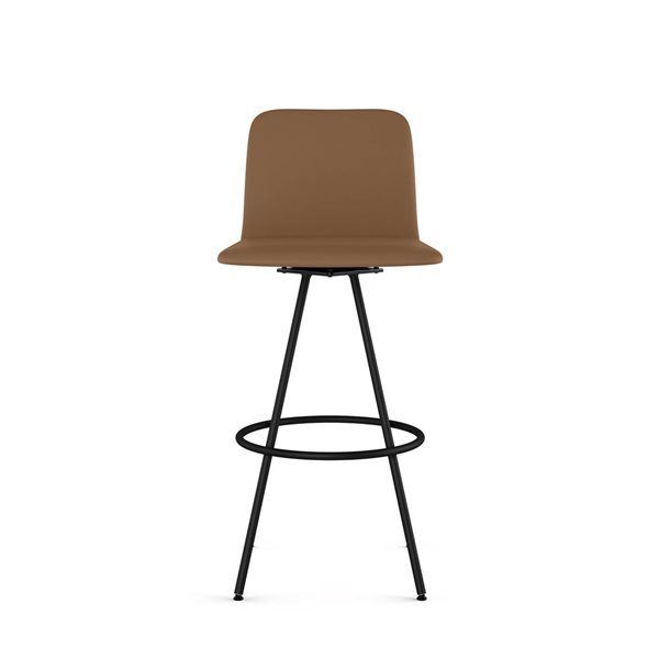 Amisco Industries Dagmar 26-in Swivel Counter Stool - Tan Faux Leather/Black Metal