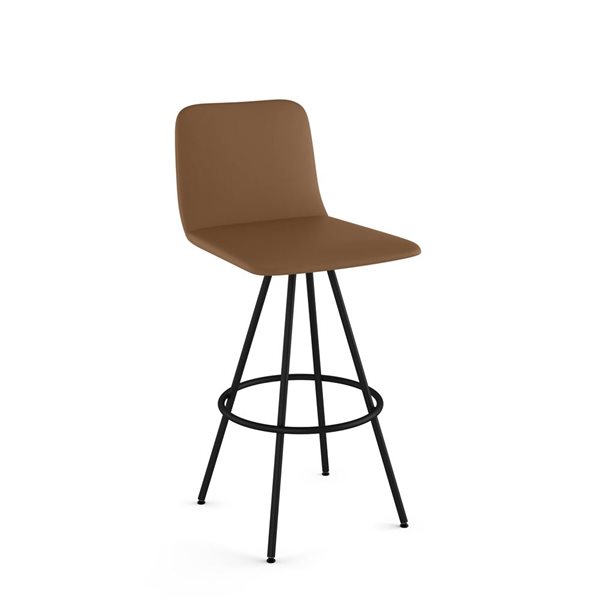 Amisco Industries Dagmar 26-in Swivel Counter Stool - Tan Faux Leather/Black Metal