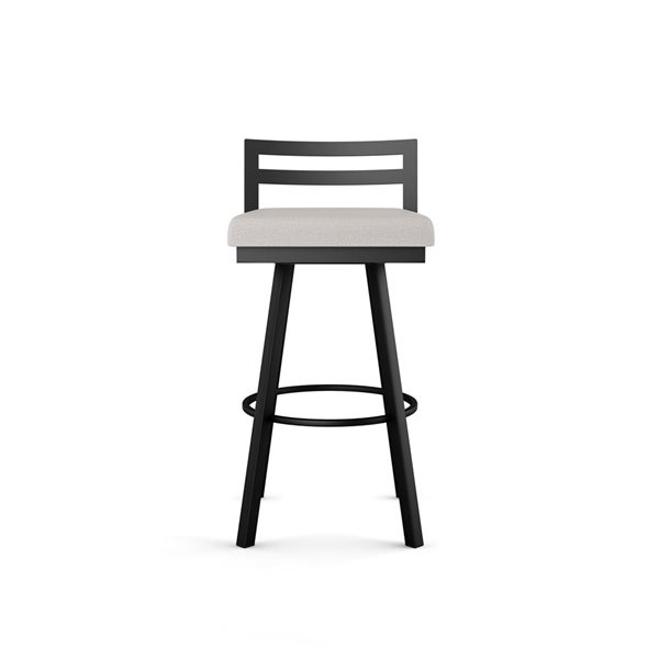 Amisco Industries Derek 30-in Swivel Bar Stool - Light Grey Polyester/Black Metal
