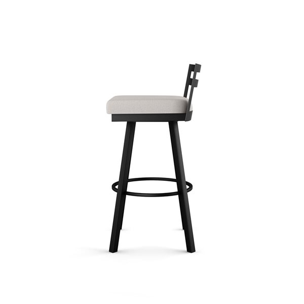 Amisco Industries Derek 30-in Swivel Bar Stool - Light Grey Polyester/Black Metal