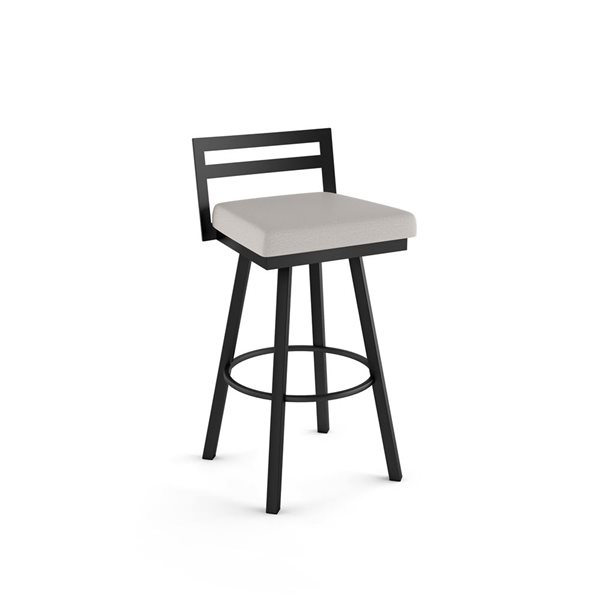 Amisco Industries Derek 30-in Swivel Bar Stool - Light Grey Polyester/Black Metal