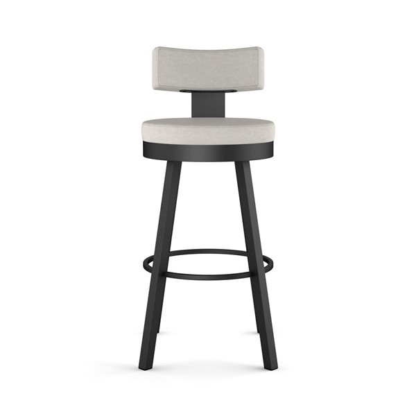 Tabouret bar pivotant Amisco Industries Morgan 30 po en polyuréthane gris pâle/métal noir