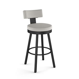 Tabouret bar pivotant Amisco Industries Morgan 30 po en polyuréthane gris pâle/métal noir