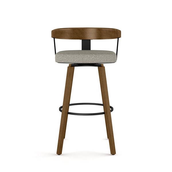 Amisco Industries Cohen 30-in Swivel Bar Stool - BeigeandGrey Bouclé Polyester/Brown Wood
