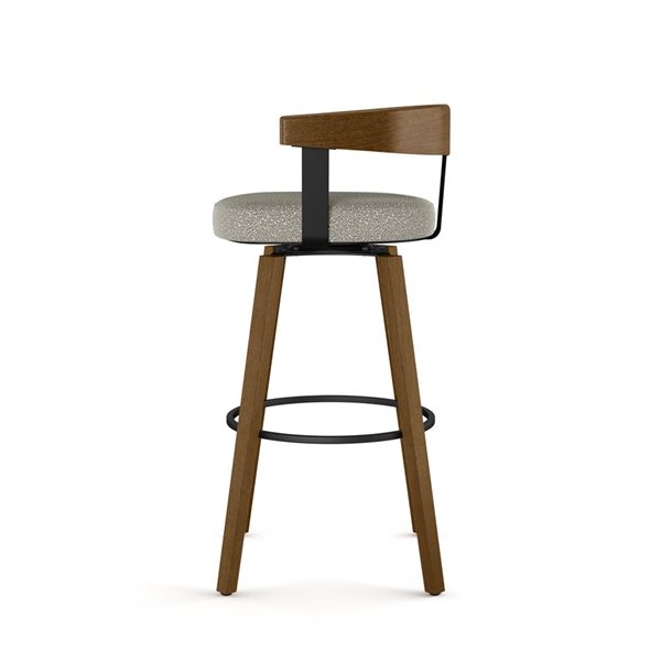 Amisco Industries Cohen 30-in Swivel Bar Stool - BeigeandGrey Bouclé Polyester/Brown Wood