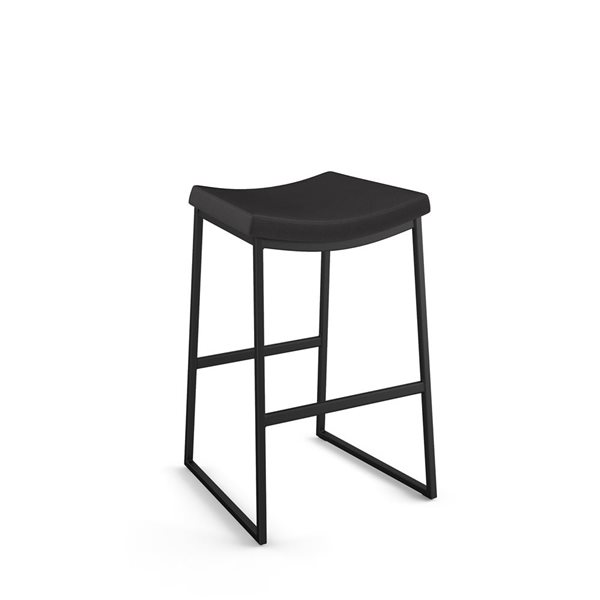 Amisco Industries David 26-in Counter Stool - Black Faux Leather/Black Metal