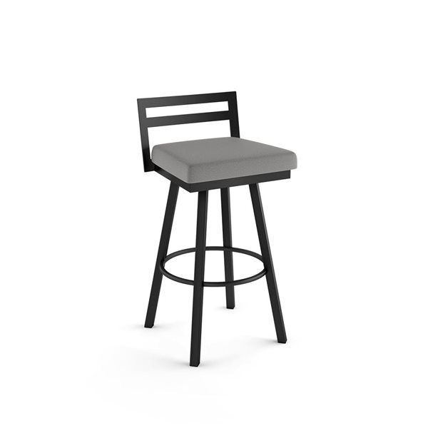 Amisco Industries Derek 26-in Swivel Counter Stool - Grey Polyester/Black Metal