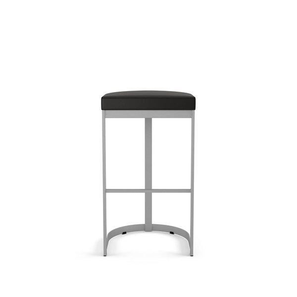 Amisco Industries Lester 30-in Bar Stool - Black Faux Leather/Shiny Grey Metal