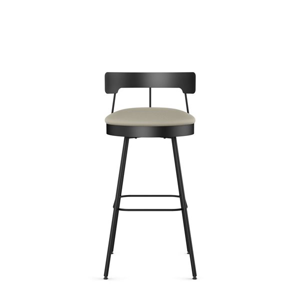 Amisco Industries Monza 30-in Swivel Bar Stool - Greige Faux Leather/Black Metal