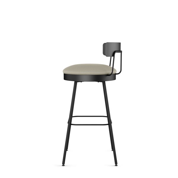 Amisco Industries Monza 30-in Swivel Bar Stool - Greige Faux Leather/Black Metal
