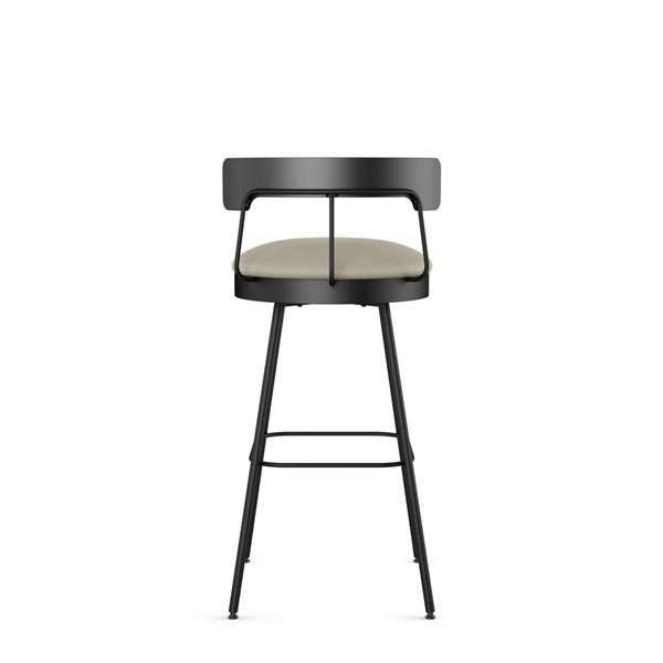 Amisco Industries Monza 30-in Swivel Bar Stool - Greige Faux Leather/Black Metal