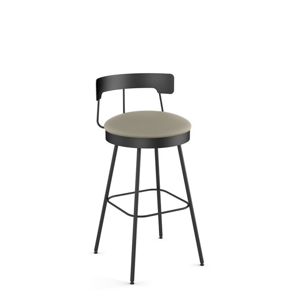 Amisco Industries Monza 30-in Swivel Bar Stool - Greige Faux Leather/Black Metal