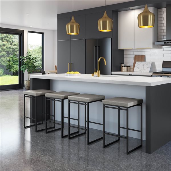 Amisco Industries Easy 26-in Counter Stool - Silver Grey Polyester/Black Metal