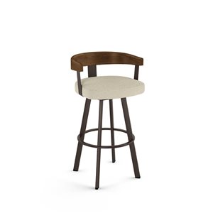 Amisco Industries Lars 30-in Swivel Bar Stool - Cream Polyester/Brown Metal/Light Brown