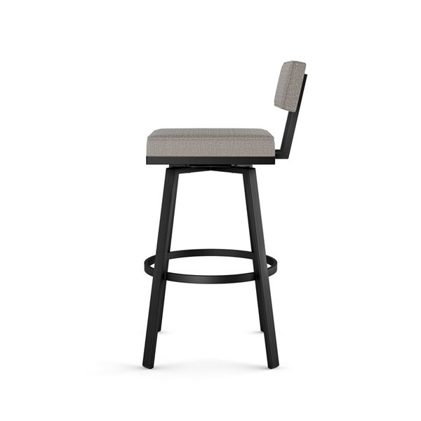 Amisco Industries Staten 26-in Swivel Counter Stool - Silver Grey Polyester/Black Metal