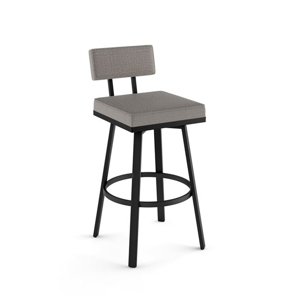 Amisco Industries Staten 26-in Swivel Counter Stool - Silver Grey Polyester/Black Metal