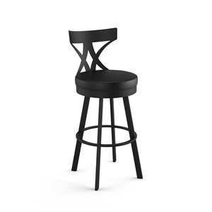 Tabouret comptoir pivotant Amisco Industries Washington 26 po en similicuir noir/métal noir