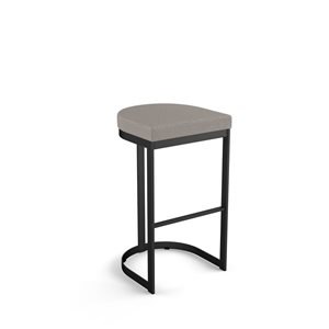 Amisco Industries Lester 26-in Counter Stool - Grey and Beige Polyurethane/Black Metal