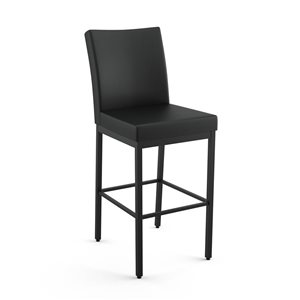 Amisco Industries Perry 30-in Bar Stool - Black Faux Leather/Black Metal