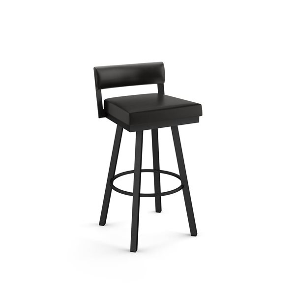 Amisco Industries Travis 26-in Swivel Counter Stool - Black Faux Leather/Black Metal