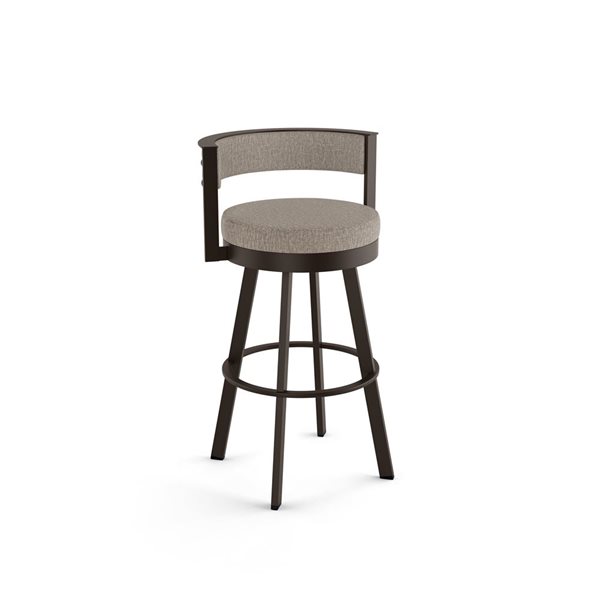 Amisco Industries Browser 30-in Swivel Bar Stool - Beige and Brown Woven/Dark Brown Metal