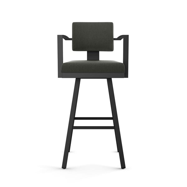 Amisco Industries Akers 30-in Swivel Bar Stool - Charcoal Grey Polyester/Black Metal