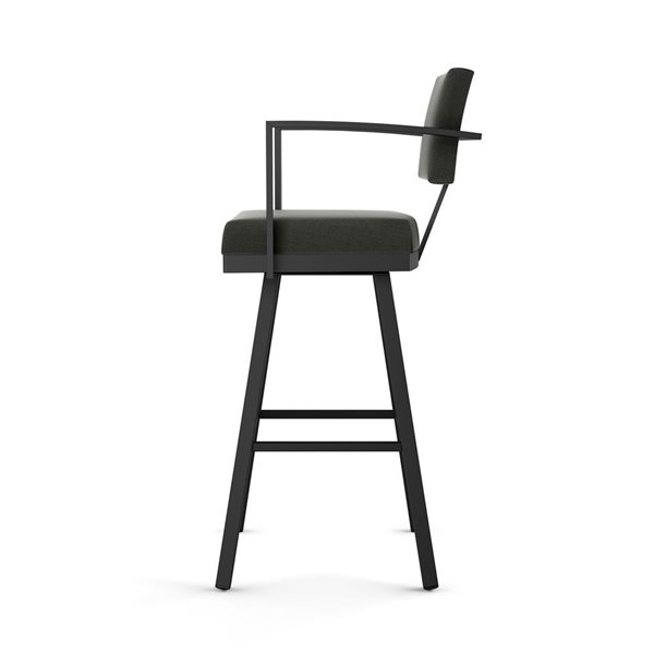 Amisco Industries Akers 30-in Swivel Bar Stool - Charcoal Grey Polyester/Black Metal