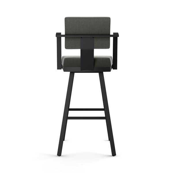 Amisco Industries Akers 30-in Swivel Bar Stool - Charcoal Grey Polyester/Black Metal