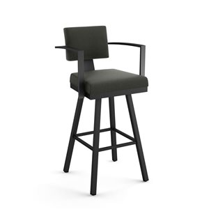 Amisco Industries Akers 30-in Swivel Bar Stool - Charcoal Grey Polyester/Black Metal