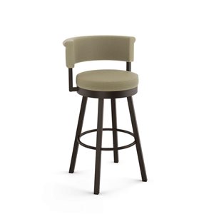 Amisco Industries Rosco 26-in Swivel Counter Stool - Beige Fabric/Dark Brown Metal