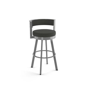 Amisco Industries Browser 26-in Swivel Counter Stool - Charcoal Grey Polyester/Grey Metal