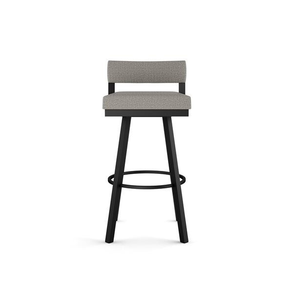 Amisco Industries Travis 30-in Swivel Bar Stool - Silver Grey Polyester/Black Metal
