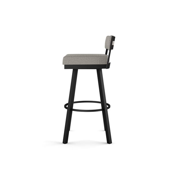 Amisco Industries Travis 30-in Swivel Bar Stool - Silver Grey Polyester/Black Metal