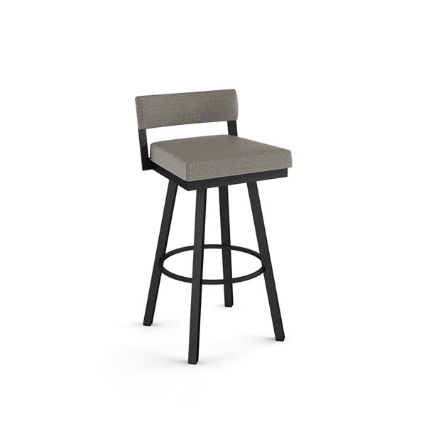 Amisco Industries Travis 30-in Swivel Bar Stool - Silver Grey Polyester/Black Metal