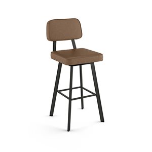 Amisco Industries Clarkson 30-in Swivel Bar Stool - Brown Faux Leather/Dark Grey Metal