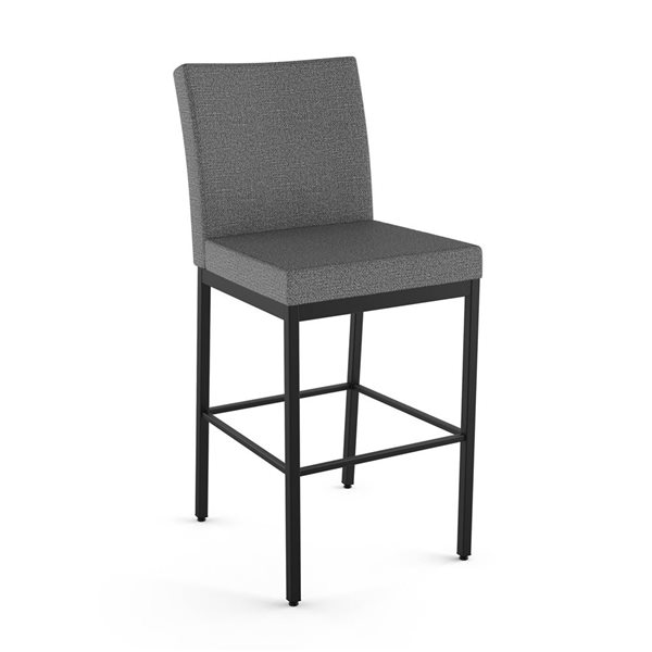 Amisco Industries Perry Plus 30-in Bar Stool - Grey Woven Fabric/Black Metal