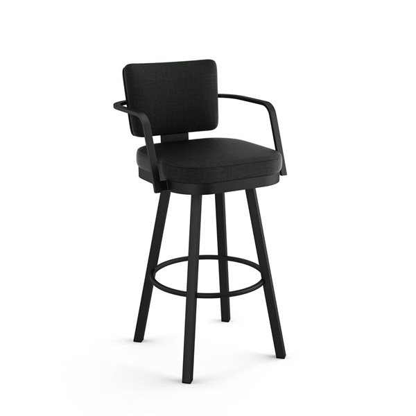 Amisco Industries Thea 26-in Swivel Counter Stool - Black Polyester/Black Metal
