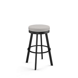 Amisco Industries Swice 26-in Swivel Counter Stool - Light Grey Polyester/Black Metal