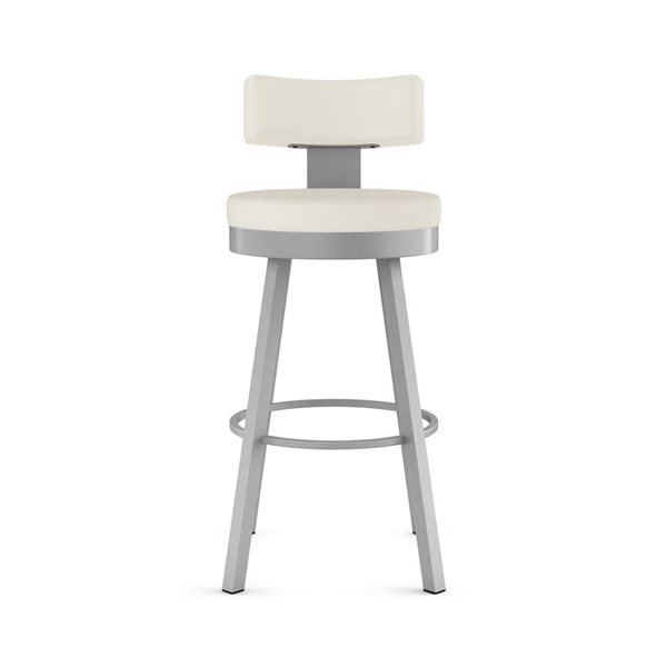 Amisco Industries Morgan 30-in Swivel Bar Stool - Off White Faux Leather/Grey Metal