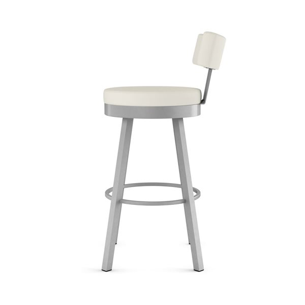 Amisco Industries Morgan 30-in Swivel Bar Stool - Off White Faux Leather/Grey Metal