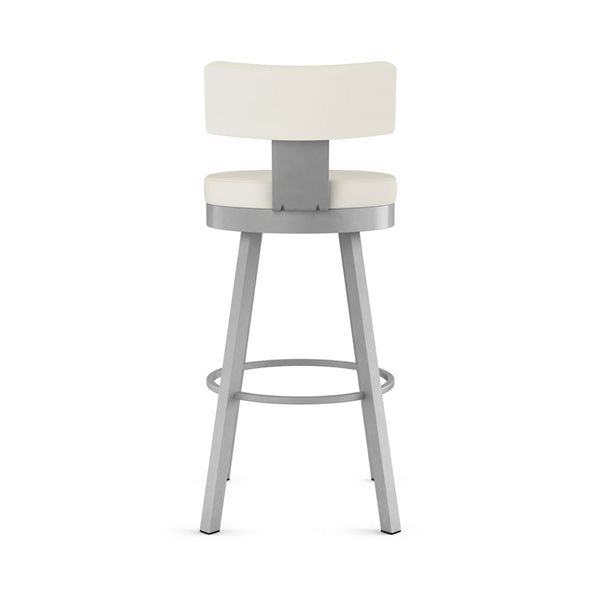 Amisco Industries Morgan 30-in Swivel Bar Stool - Off White Faux Leather/Grey Metal