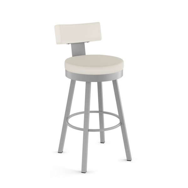 Amisco Industries Morgan 30-in Swivel Bar Stool - Off White Faux Leather/Grey Metal