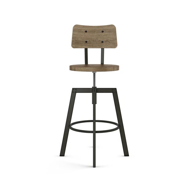 Tabouret ajustable Amisco Industries Woodland en bois beige usé/métal brun foncé