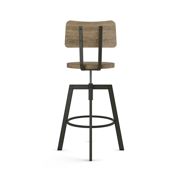 Tabouret ajustable Amisco Industries Woodland en bois beige usé/métal brun foncé