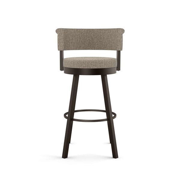 Amisco Industries Rosco 30-in Swivel Bar Stool - Beige and Brown Woven/Dark Brown Metal