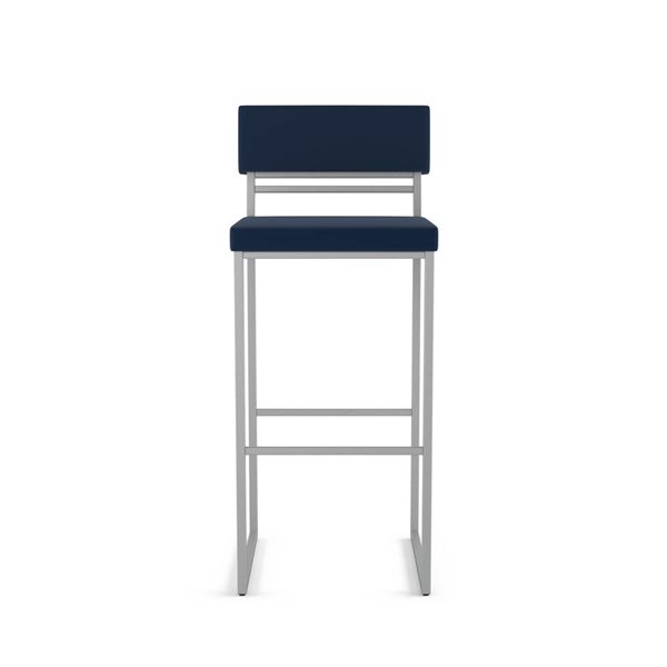 Amisco Industries Everly 30-in Bar Stool - Blue Polyurethane/Shiny Grey Metal