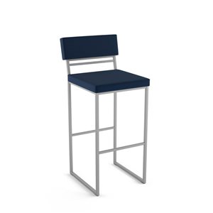 Amisco Industries Everly 30-in Bar Stool - Blue Polyurethane/Shiny Grey Metal